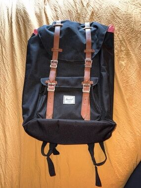 Herschel Supply Company Black Backpack with Brown Straps